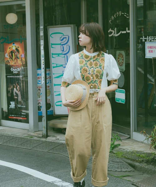 kutir（クティール）の「【クティールとレトロ】ジャガードブラウス（シャツ/ブラウス・レディース・ベージュ/ブルー/オフホワイト/ブラック・FREE）」の6枚目の写真