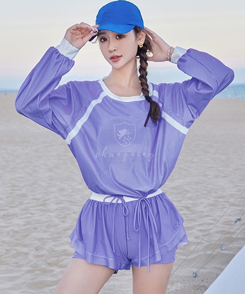 J☆SHOP　3点セット TeddyShop（テディショップ）の「レディース水着 長袖バイカラー