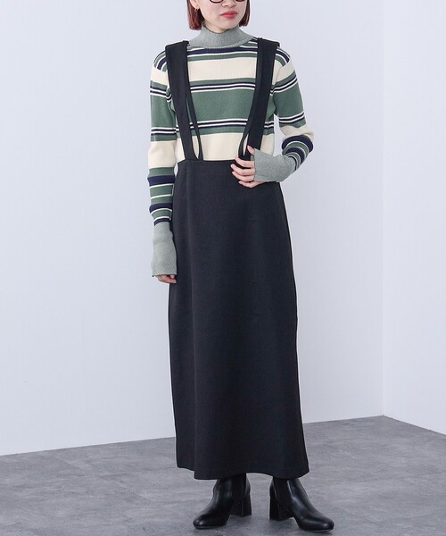 BEAMS HEART（ビームスハート）の「BEAMS HEART / ワイドサスペンダー ストレートスカート（スカート・レディース・ブラウン系その他3/ブラック/ナチュラル・FREE）」の6枚目の写真