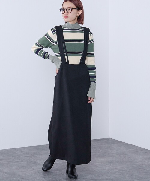 BEAMS HEART（ビームスハート）の「BEAMS HEART / ワイドサスペンダー ストレートスカート（スカート・レディース・ブラウン系その他3/ブラック/ナチュラル・FREE）」の8枚目の写真