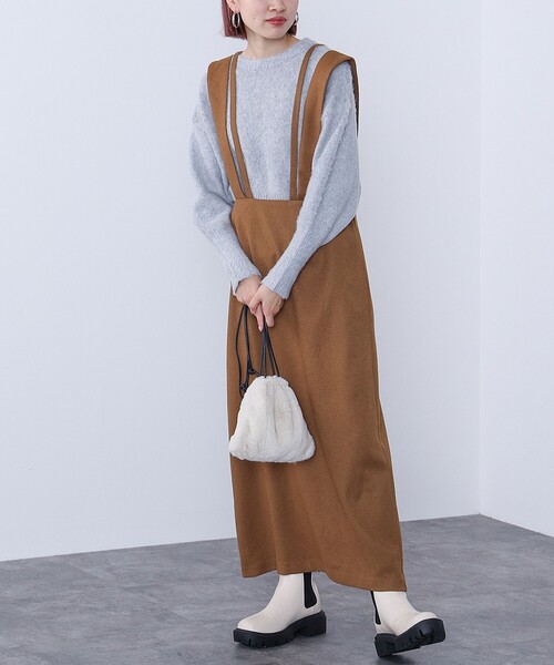 BEAMS HEART（ビームスハート）の「BEAMS HEART / ワイドサスペンダー ストレートスカート（スカート・レディース・ブラウン系その他3/ブラック/ナチュラル・FREE）」の9枚目の写真