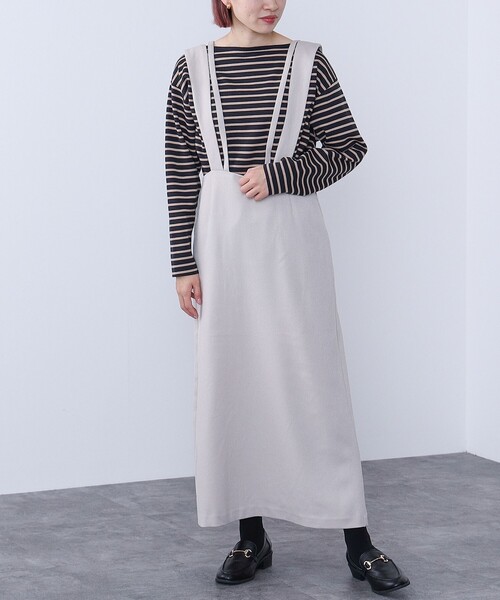 BEAMS HEART（ビームスハート）の「BEAMS HEART / ワイドサスペンダー ストレートスカート（スカート・レディース・ブラウン系その他3/ブラック/ナチュラル・FREE）」の12枚目の写真