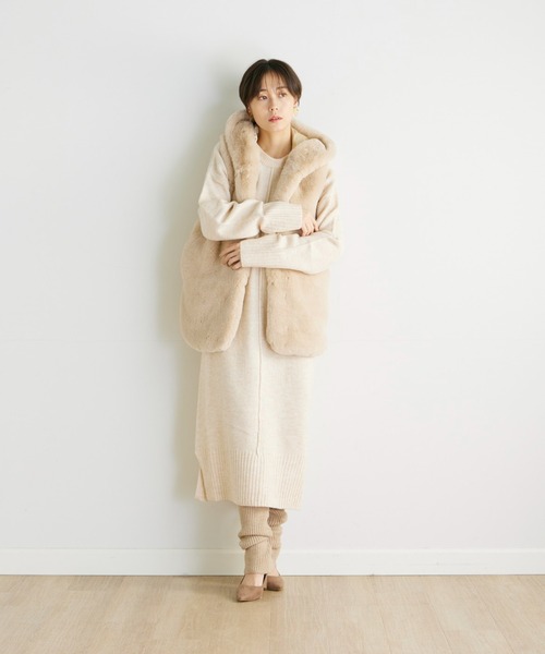 INED CLARO（イネドクラロ）の「エコファー×キルティングダウンベスト（ダウンベスト・レディース・モカ/アイボリー・フリー）」の20枚目の写真