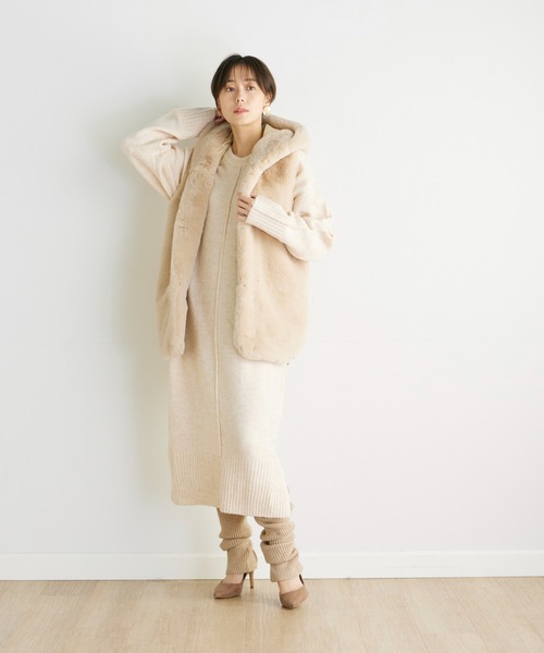 INED CLARO（イネドクラロ）の「エコファー×キルティングダウンベスト（ダウンベスト・レディース・モカ/アイボリー・フリー）」の21枚目の写真