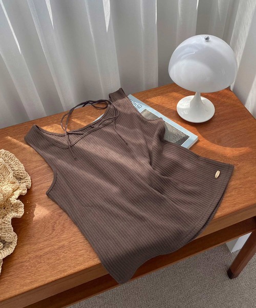 one after another NICE CLAUP（ワンアフターアナザーナイスクラップ）の「前後2Way/リブタンクトップ（タンクトップ・レディース・ブラック/ピンク/オフホワイト/モカ・FREE）」の10枚目の写真