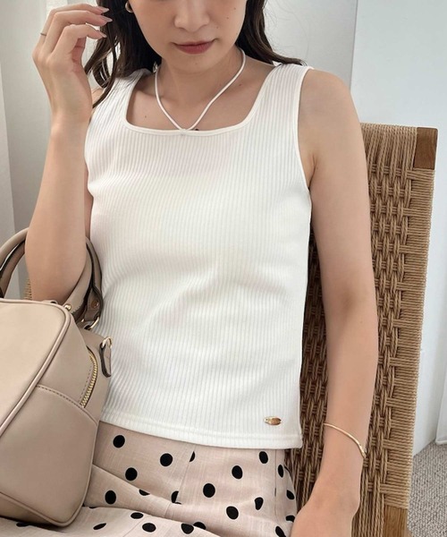 one after another NICE CLAUP（ワンアフターアナザーナイスクラップ）の「前後2Way/リブタンクトップ（タンクトップ・レディース・ブラック/ピンク/オフホワイト/モカ・FREE）」の5枚目の写真