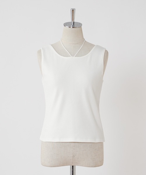 one after another NICE CLAUP（ワンアフターアナザーナイスクラップ）の「前後2Way/リブタンクトップ（タンクトップ・レディース・ブラック/ピンク/オフホワイト/モカ・FREE）」の17枚目の写真