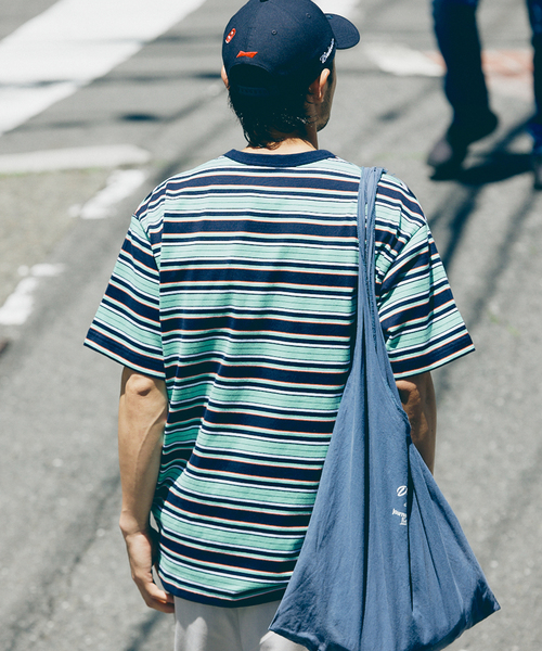 90s NORTH WEST BLUE マルチボーダー tee ロングTシャツ 90s NORTH WEST BLUE マルチボーダー tee ロングTシャツ