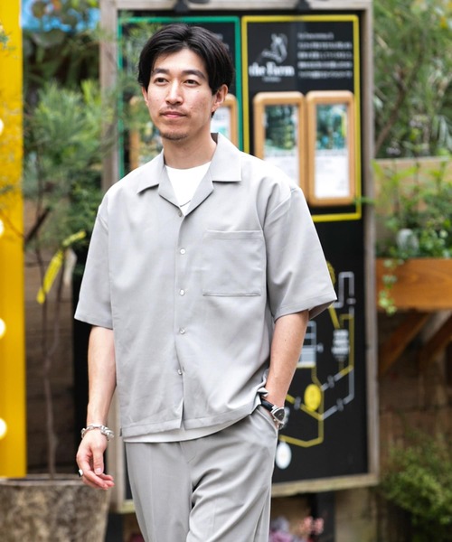 ITEMS URBANRESEARCH(アイテムズ アーバンリサーチ)の「オープンカラーショートスリーブシャツ+センタープレスパンツ セット(セットアップ・メンズ・ブルー/グレー/ブラック・MEDIUM/LARGE)」の4枚目の写真