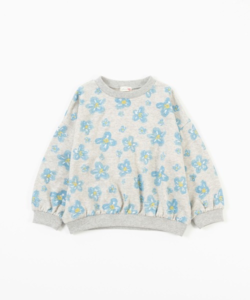 KP（ケーピー）の「日本製/お花プリントのミニ裏毛トレーナー(100～130cm)（スウェット・キッズ・杢グレー/オフホワイト・120cm/130cm/110cm/100cm）」の5枚目の写真