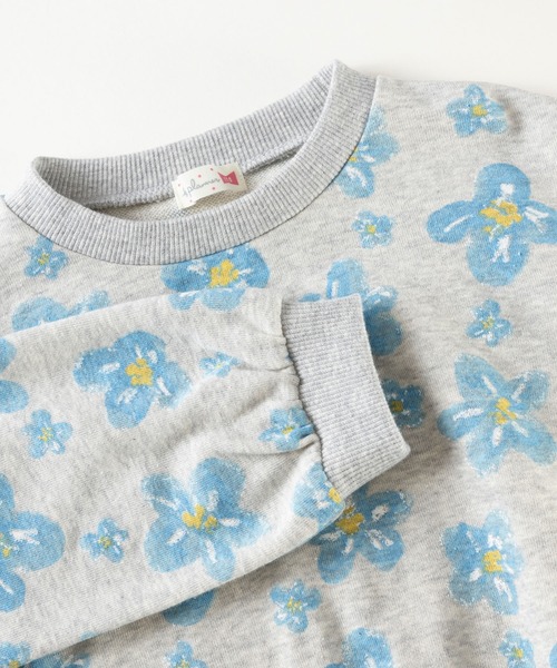 KP（ケーピー）の「日本製/お花プリントのミニ裏毛トレーナー(100～130cm)（スウェット・キッズ・杢グレー/オフホワイト・120cm/130cm/110cm/100cm）」の7枚目の写真