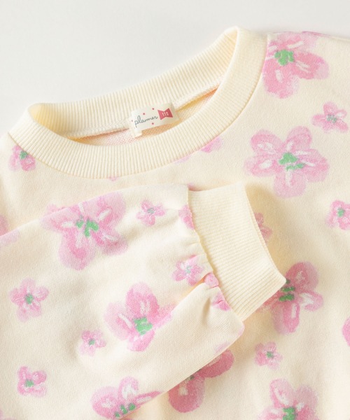 KP（ケーピー）の「日本製/お花プリントのミニ裏毛トレーナー(100～130cm)（スウェット・キッズ・杢グレー/オフホワイト・120cm/130cm/110cm/100cm）」の9枚目の写真