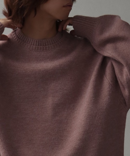 welise（ウェライズ）の「【welise/ウェライズ】マルチプルファンクションズ ボリュームスリーブ 二重襟クルーネックニット（ニット/セーター・メンズ・ワイン/ベージュ系/チャコールグレー/ダークブラウン/アイボリー/ライトグレー/ダークネイビー/スモークピンク/グレー系その他/レッド/ダークブルー/サックスブルー/オフホワイト/ブラック系その他/杢グレー・M/XL/S/L）」の16枚目の写真