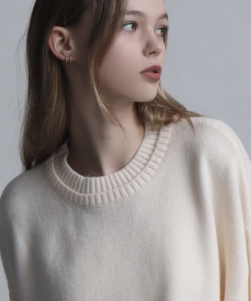 welise（ウェライズ）の「【welise/ウェライズ】マルチプルファンクションズ ボリュームスリーブ 二重襟クルーネックニット（ニット/セーター・メンズ・ワイン/ベージュ系/チャコールグレー/ダークブラウン/アイボリー/ライトグレー/ダークネイビー/スモークピンク/グレー系その他/レッド/ダークブルー/サックスブルー/オフホワイト/ブラック系その他/杢グレー・M/XL/S/L）」の19枚目の写真