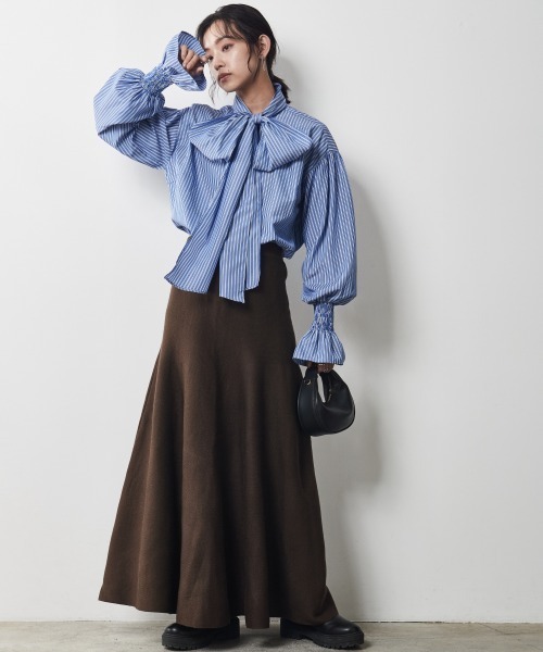 CHIC STYLE（シックスタイル）の「＜大きいサイズ＞ビッグリボン付き袖フリルブラウス シックスタイル（シャツ/ブラウス・レディース・ブルー系/ホワイト系・3L/LL/4L/L/5L）」の19枚目の写真