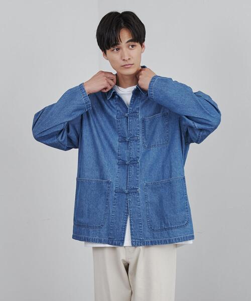 coen（コーエン）の「ビッグシルエットデニムチャイナシャツ（シャツ/ブラウス・メンズ・コバルトブルー・S/M/L/XL）」の17枚目の写真