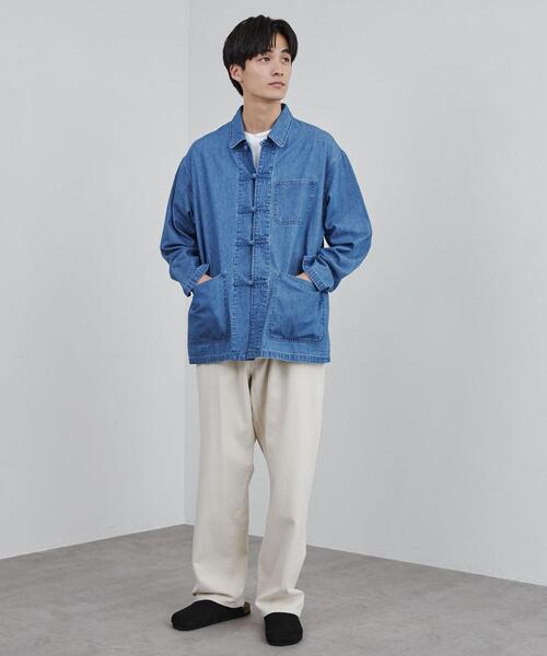 coen（コーエン）の「ビッグシルエットデニムチャイナシャツ（シャツ/ブラウス・メンズ・コバルトブルー・S/M/L/XL）」の12枚目の写真