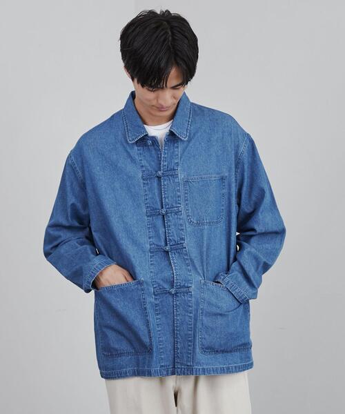 coen（コーエン）の「ビッグシルエットデニムチャイナシャツ（シャツ/ブラウス・メンズ・コバルトブルー・S/M/L/XL）」の2枚目の写真