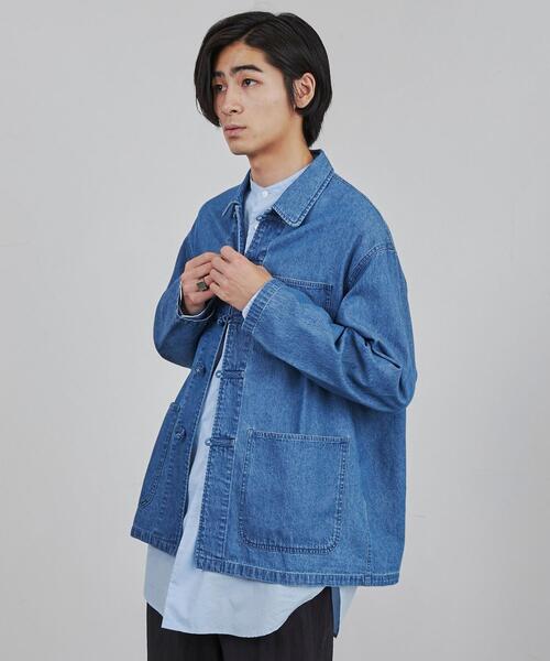 coen（コーエン）の「ビッグシルエットデニムチャイナシャツ（シャツ/ブラウス・メンズ・コバルトブルー・S/M/L/XL）」の10枚目の写真