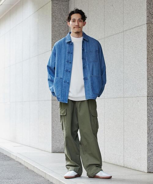 coen（コーエン）の「ビッグシルエットデニムチャイナシャツ（シャツ/ブラウス・メンズ・コバルトブルー・S/M/L/XL）」の15枚目の写真