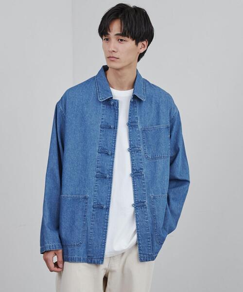 coen（コーエン）の「ビッグシルエットデニムチャイナシャツ（シャツ/ブラウス・メンズ・コバルトブルー・S/M/L/XL）」の13枚目の写真