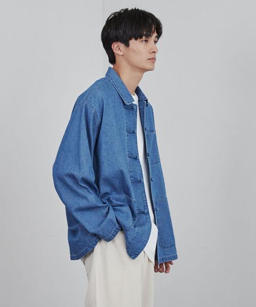 coen（コーエン）の「ビッグシルエットデニムチャイナシャツ（シャツ/ブラウス・メンズ・コバルトブルー・S/M/L/XL）」の9枚目の写真
