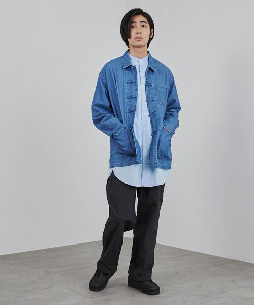 coen（コーエン）の「ビッグシルエットデニムチャイナシャツ（シャツ/ブラウス・メンズ・コバルトブルー・S/M/L/XL）」の7枚目の写真