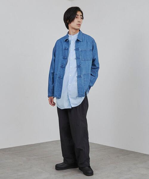 coen（コーエン）の「ビッグシルエットデニムチャイナシャツ（シャツ/ブラウス・メンズ・コバルトブルー・S/M/L/XL）」の5枚目の写真