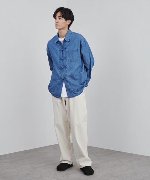 coen（コーエン）の「ビッグシルエットデニムチャイナシャツ（シャツ/ブラウス・メンズ・コバルトブルー・S/M/L/XL）」の16枚目の写真