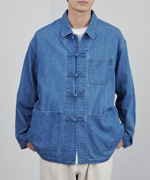 coen（コーエン）の「ビッグシルエットデニムチャイナシャツ（シャツ/ブラウス・メンズ・コバルトブルー・S/M/L/XL）」の19枚目の写真