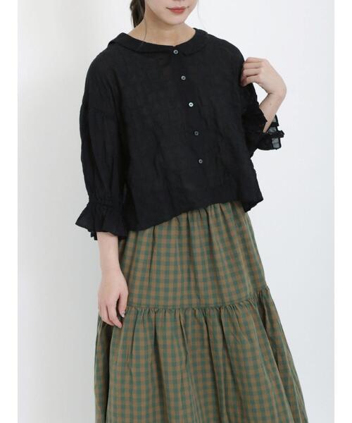 Samansa Mos2（サマンサ モスモス）の「シアーセーラーブラウス（シャツ/ブラウス・レディース・ミント/オフホワイト/ボルドー/ブラック・F）」の3枚目の写真