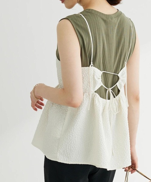 ELENCARE DUE（エレンカーレデュエ）の「・ELENCARE　DUE　フクレジャカードキャミソール（インナーウェア/肌着・レディース・ブラック/ピンク/アイボリー・FREE）」の2枚目の写真