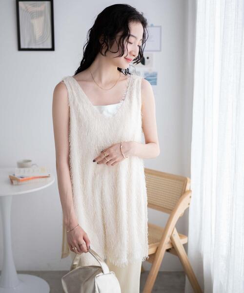 WEGO(ウィゴー)の「WEGO/フリンジサイドスリットチュニック(ワンピース・レディース・ブラック/アイボリー・FREE)」の20枚目の写真