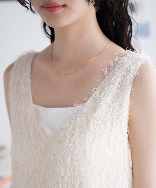 WEGO(ウィゴー)の「WEGO/フリンジサイドスリットチュニック(ワンピース・レディース・ブラック/アイボリー・FREE)」の5枚目の写真