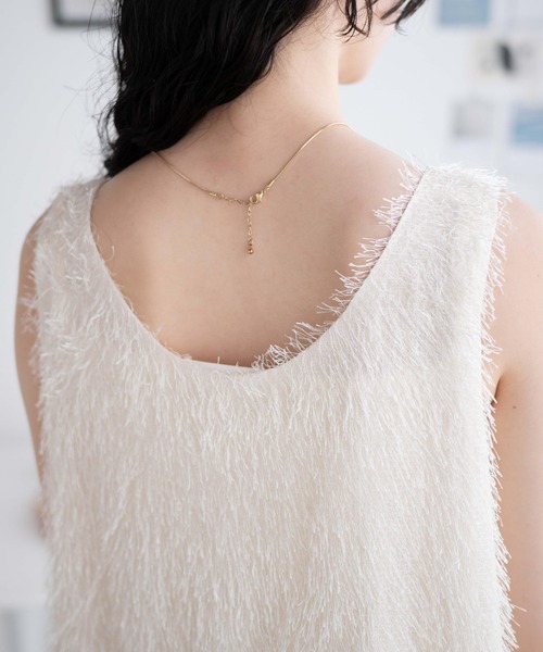 WEGO(ウィゴー)の「WEGO/フリンジサイドスリットチュニック(ワンピース・レディース・ブラック/アイボリー・FREE)」の6枚目の写真