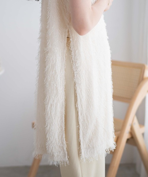 WEGO(ウィゴー)の「WEGO/フリンジサイドスリットチュニック(ワンピース・レディース・ブラック/アイボリー・FREE)」の7枚目の写真