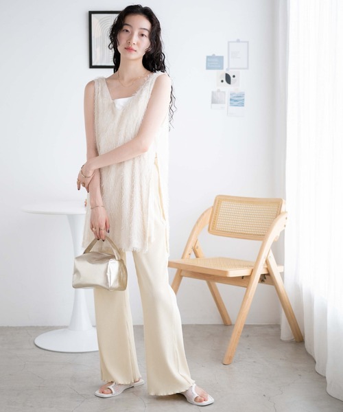 WEGO(ウィゴー)の「WEGO/フリンジサイドスリットチュニック(ワンピース・レディース・ブラック/アイボリー・FREE)」の11枚目の写真