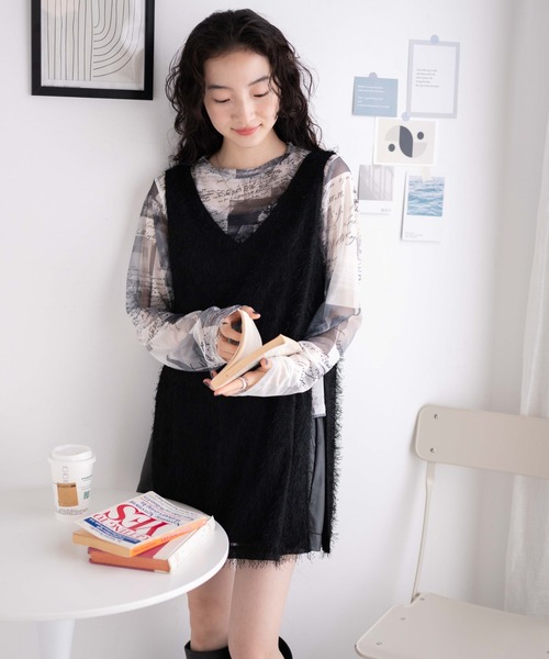 WEGO（ウィゴー）の「WEGO/フリンジサイドスリットチュニック