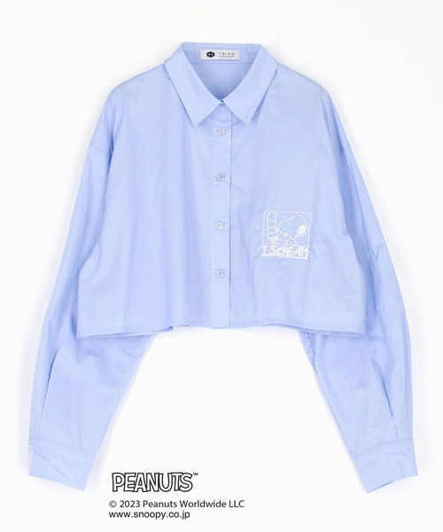 179/WG（イチナナキュウダブルジー）の「【PEANUTS】スヌーピーイラストシャツ（シャツ/ブラウス・レディース・ブルー/ピンク/オフホワイト・MEDIUM）」の6枚目の写真