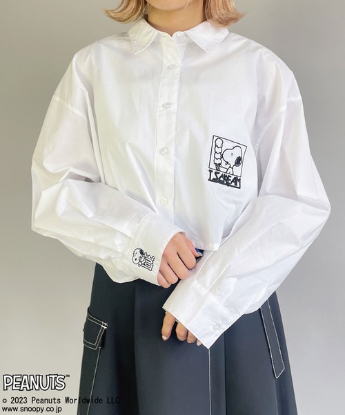 179/WG（イチナナキュウダブルジー）の「【PEANUTS】スヌーピーイラストシャツ（シャツ/ブラウス・レディース・ブルー/ピンク/オフホワイト・MEDIUM）」の20枚目の写真