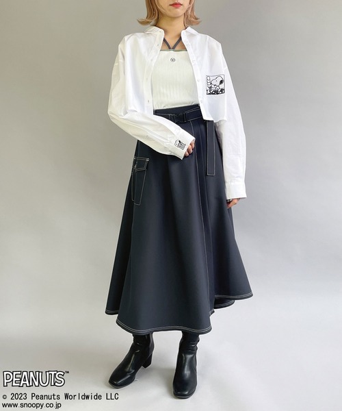 179/WG（イチナナキュウダブルジー）の「【PEANUTS】スヌーピーイラストシャツ（シャツ/ブラウス・レディース・ブルー/ピンク/オフホワイト・MEDIUM）」の22枚目の写真