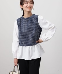 Chez toi | ツイード布帛切替ペプラムブラウス(シャツ/ブラウス)