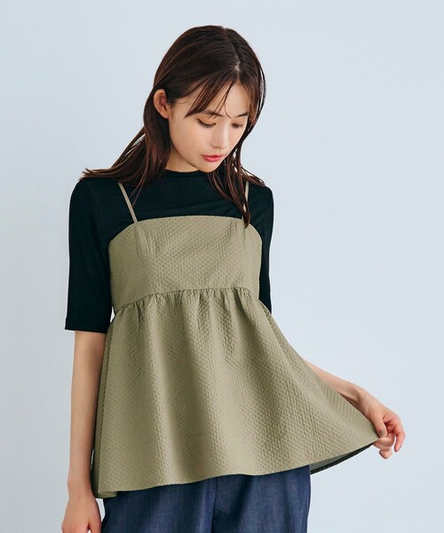 grove（グローブ）の「◆今年マストトレンド！ふくれキャミソールとインナーのSET（その他トップス・レディース・カーキ/こしょう色系/ブラック/カーキ系5/イエロー・02/05/01/03/04）」の3枚目の写真