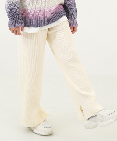 devirock（デビロック）の「洗える チクチクしない素肌ニット リブニット フレアパンツ（その他パンツ・キッズ・ダークグリーン/ブラック/グレー系/オフホワイト/ダークブラウン/チャコール/ピンク系その他2/イエロー系1・90cm/100cm/150cm/120cm/160cm/110cm/130cm/140cm）」の2枚目の写真