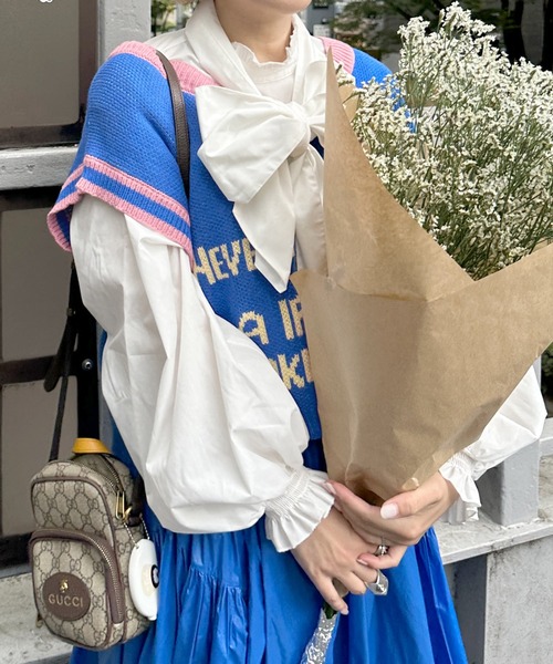 Alley by w closet（アリーバイダブルクローゼット）の「【Alley】ロゴニットベスト（ベスト・レディース・ブルー/ボルドー・FREE）」の5枚目の写真