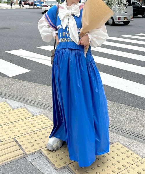 Alley by w closet（アリーバイダブルクローゼット）の「【Alley】ロゴニットベスト（ベスト・レディース・ブルー/ボルドー・FREE）」の8枚目の写真