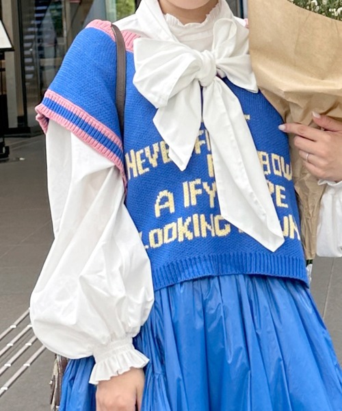 Alley by w closet（アリーバイダブルクローゼット）の「【Alley】ロゴニットベスト（ベスト・レディース・ブルー/ボルドー・FREE）」の10枚目の写真