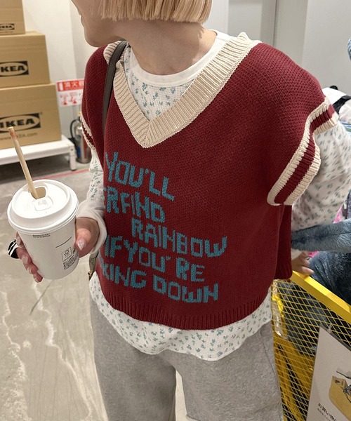 Alley by w closet（アリーバイダブルクローゼット）の「【Alley】ロゴニットベスト（ベスト・レディース・ブルー/ボルドー・FREE）」の17枚目の写真