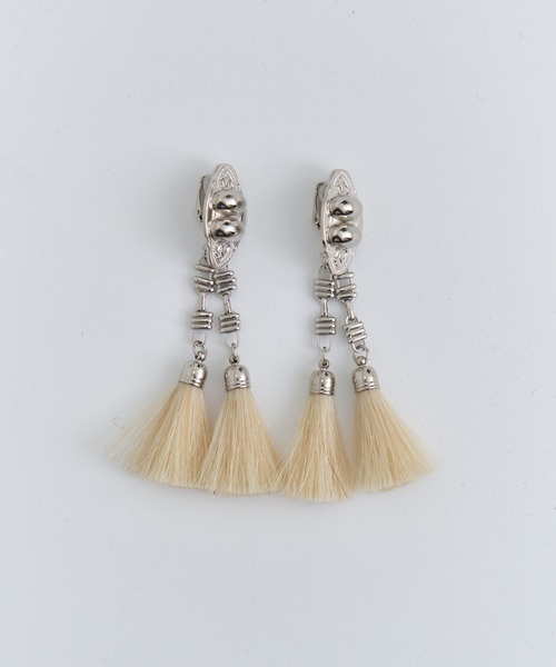 【TOGA PULLA/トーガプルラ】Metal chain fringe earrings/メタルチェーンフリンジイヤリング