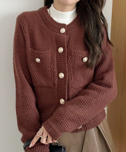セール】金ボタン ニット カーディガン（カーディガン/ボレロ）｜Ada